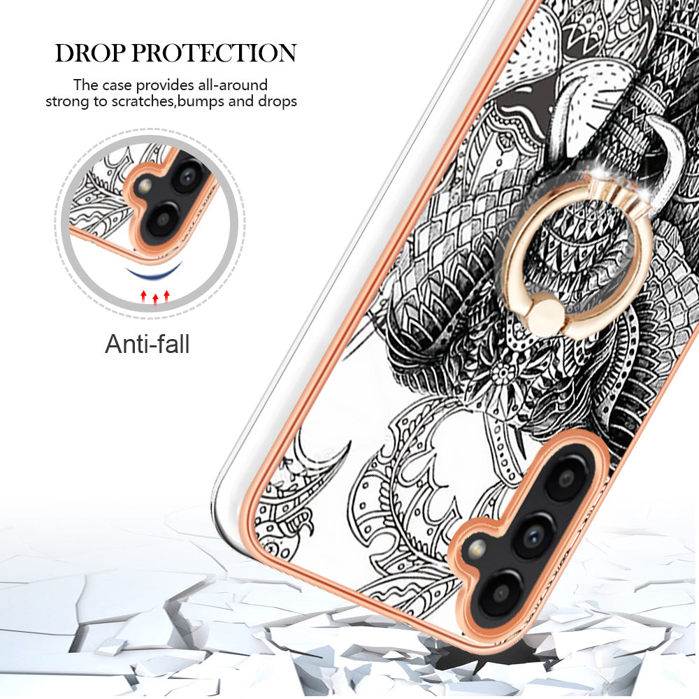 YB IMD Series-20 Style D for Samsung Galaxy A55 5G Case Kickstand 2.0mm TPU Phone Cover - Totem Elephant YB IMD Series-20 Style D for Samsung Galaxy A55 5G Case Kickstand 2.0mm TPU Phone Cover - Totem Elephant